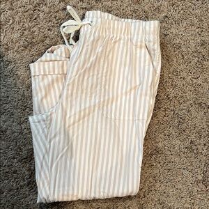 LOFT Cream and White Striped Pants